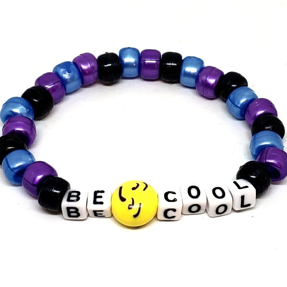 Handmade "Be Cool" Emoji Kandi Word bracelet